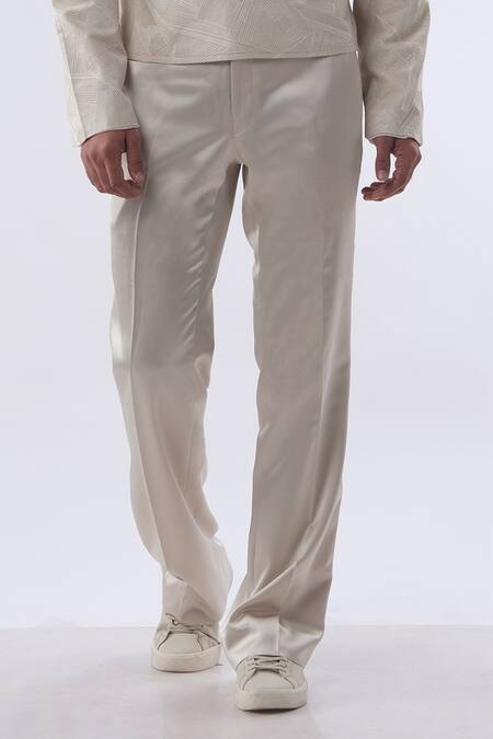 Buy Kommal Sood Gold Satin And Embroidered Silk Geometric Shirt With Trouser Online at Aza Fashions Buy_Kommal Sood_Gold Satin And Embroidered Silk Geometric Shirt With Trouser _Online_at_Aza_Fashions