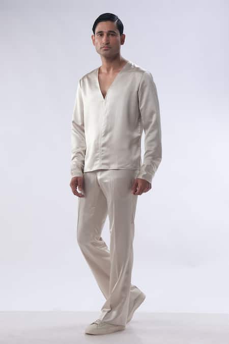 Kommal Sood Gold Satin And Embroidered Silk Resham Waist Coat Trouser Set Online at Aza Fashions Kommal Sood_Gold Satin And Embroidered Silk Resham Waist Coat Trouser Set _Online_at_Aza_Fashions