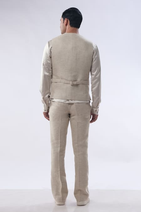 Kommal Sood Textured Sleeveless Waist Coat & Trouser Set 