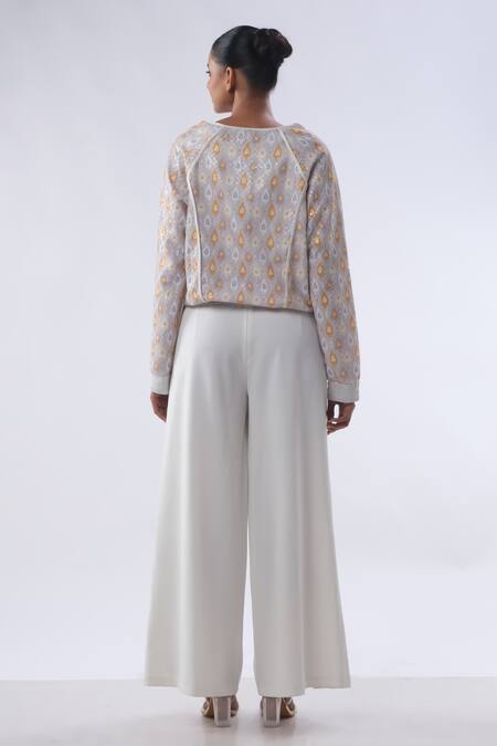 Kommal Sood Sequin Embroidered Long Jacket With Cut-Out Trouser 