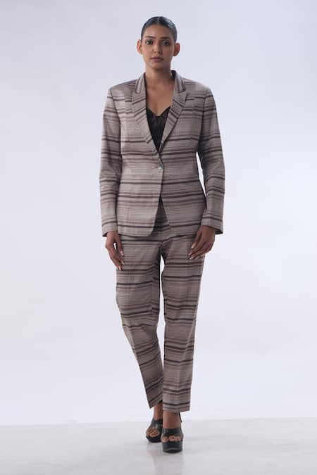 Kommal Sood Stripe Pattern Blazer With Pant 