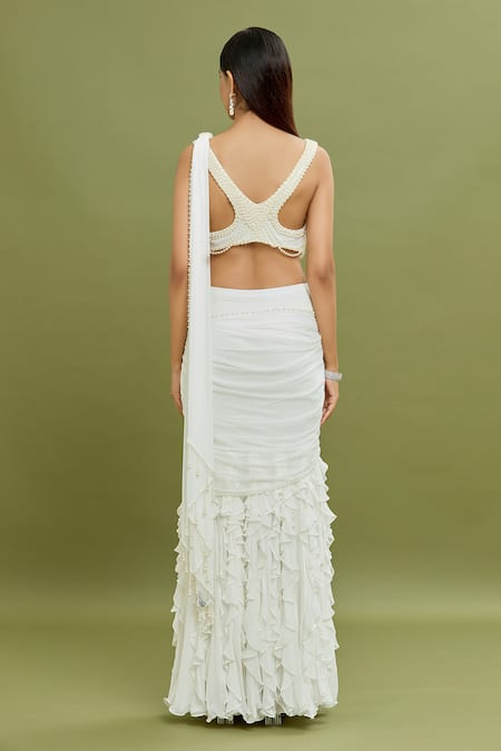 Arpan Vohra Frill Ruffle Pre-Draped Saree With Blouse 