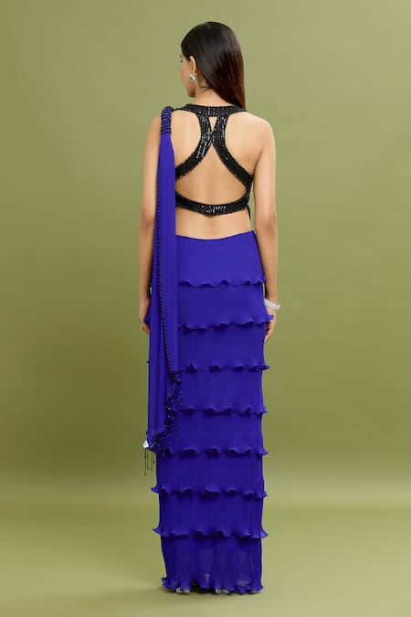 Arpan Vohra Pre-Draped Saree With Racer Back Blouse 