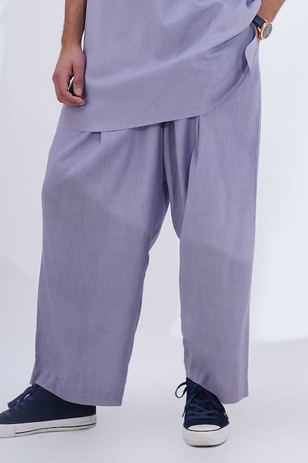 Jajaabor Grey Linen Embroidery Placed Tiger Kurta With Pant Online at Aza Fashions Jajaabor_Grey Linen Embroidery Placed Tiger Kurta With Pant _Online_at_Aza_Fashions