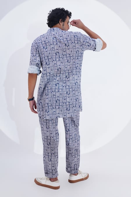 Jajaabor Geometric Print Kurta With Pant 