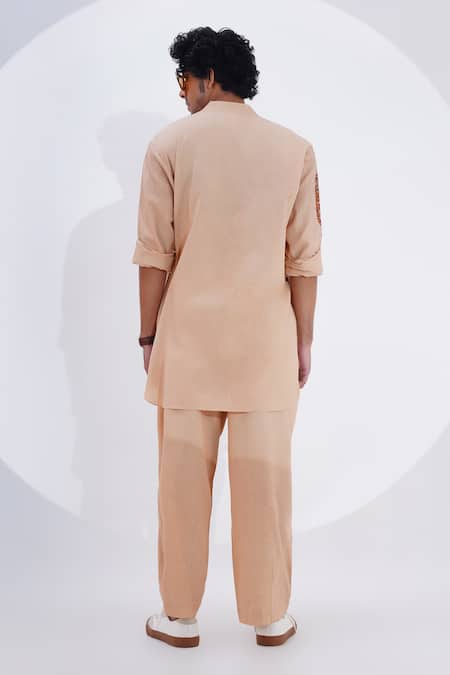 Jajaabor Geometric Abstract Patch Work Kurta With Pant 