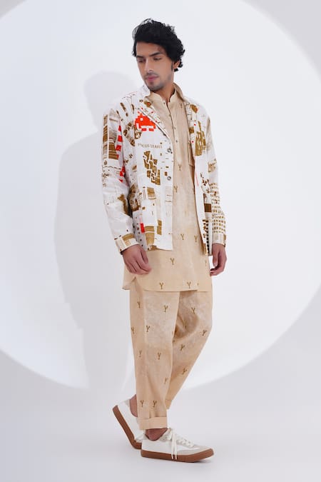 Buy_Jajaabor_Ivory Linen Abstract Print Shirt _Online_at_Aza_Fashions