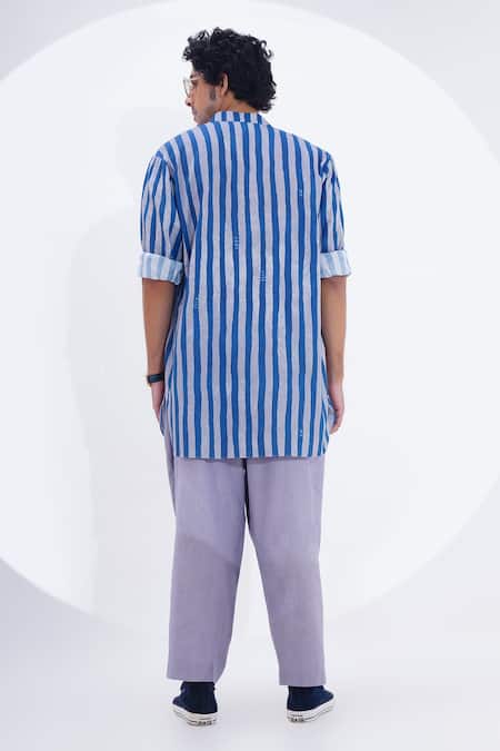 Jajaabor Vertical Stripe Print Kurta With Pant 