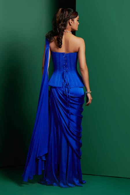 K & A By Karishma And Ashita Mermaid Pre-Draped Saree With Victorian Corset 