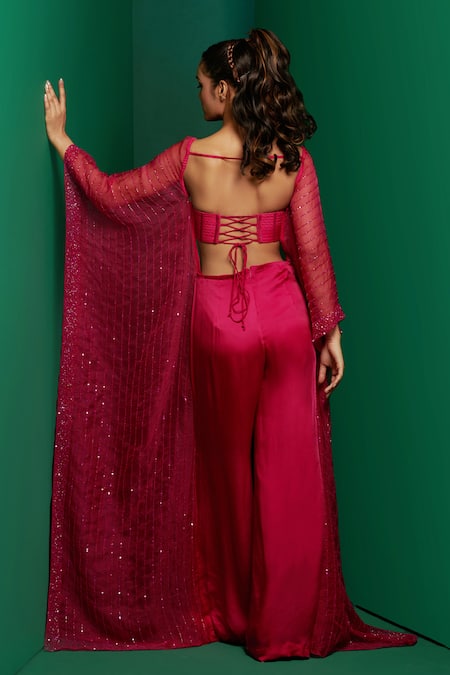 K & A By Karishma And Ashita Bead Embellished Striped Kaftan Jumpsuit 