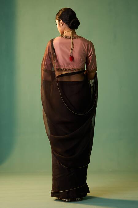 Shop Nishar Ahmed Black Organza Naila Solid Saree at Aza Fashions Shop_Nishar Ahmed_Black Organza Naila Solid Saree_at_Aza_Fashions