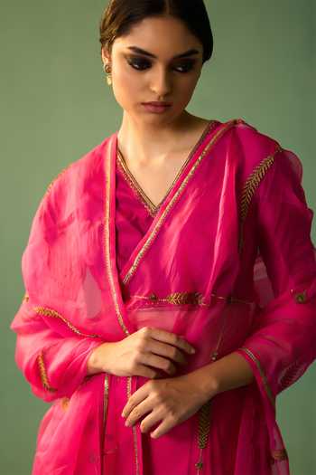 Nishar Ahmed_Pink Organza, Silk Zari, Embroidery Sabaa Hand Saree_Online_at_Aza_Fashions