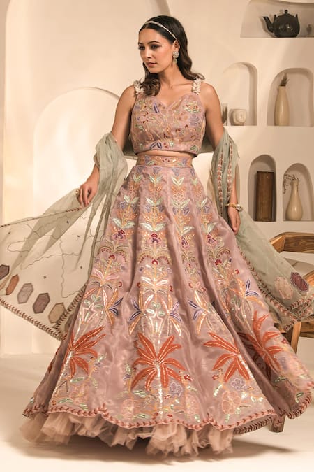 Label Astha Chhabra Floral Hand Embellished Lehenga Set 