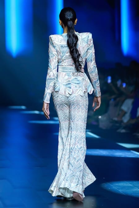 Shop Ritika Mirchandani Ivory Net Embroidery, Crystals, Cut Aurora Floral Peplum Kurta And Sharara Set at Aza Fashions Shop_Ritika Mirchandani_Ivory Net Embroidery, Crystals, Cut Aurora Floral Peplum Kurta And Sharara Set _at_Aza_Fashions