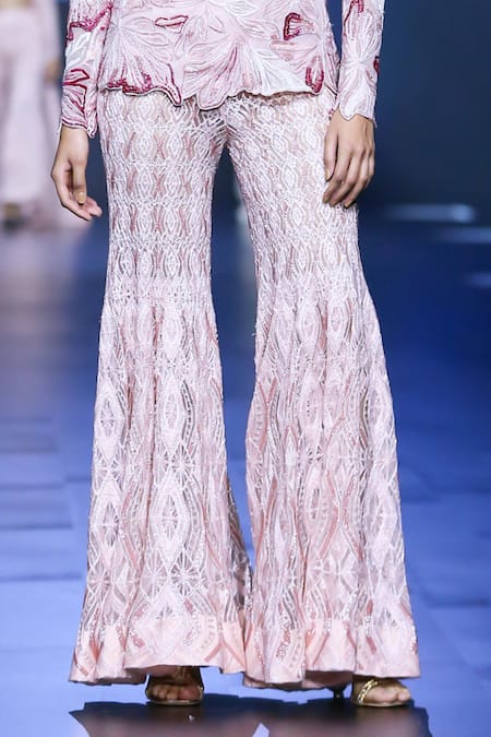 Buy Ritika Mirchandani Pink Net Crystals, Cut Work High Neck Astrabloom Embroidered Kurta And Sharara Set Online at Aza Fashions Buy_Ritika Mirchandani_Pink Net Crystals, Cut Work High Neck Astrabloom Embroidered Kurta And Sharara Set _Online_at_Aza_Fashions