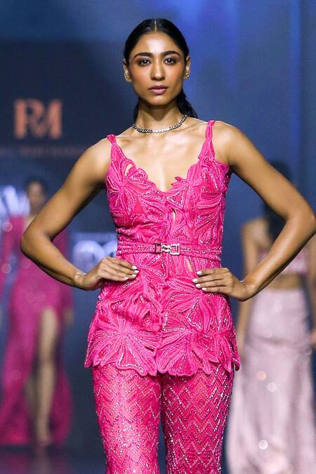 Ritika Mirchandani Fuchsia Net Crystals, Cut Work, Astrafleur Cutwork Kurta And Sharara Set Online at Aza Fashions Ritika Mirchandani_Fuchsia Net Crystals, Cut Work, Astrafleur Cutwork Kurta And Sharara Set _Online_at_Aza_Fashions