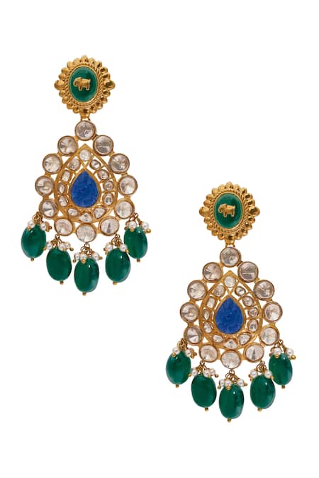 Anita Dongre Silver Plated Moissanite Roheen Pearl Embellished Earrings