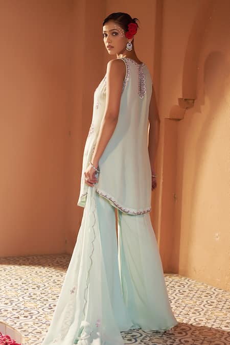 Sonia Khatri Camellia Elegance Resham Embroidered Kurta Sharara Set 