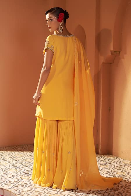 Sonia Khatri Daffodil Floral Embroidered Kurta Sharara Set 