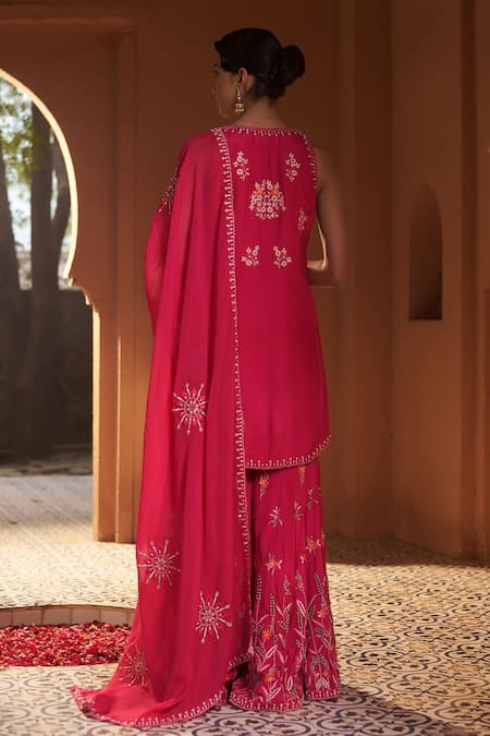 Sonia Khatri Rose Bloom Embroidered Kurta Sharara Set 