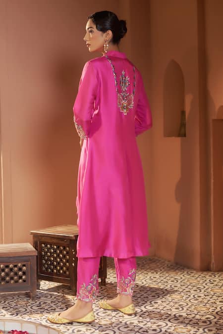 Sonia Khatri High Low Floral Cutwork Kurta & Pant Set 