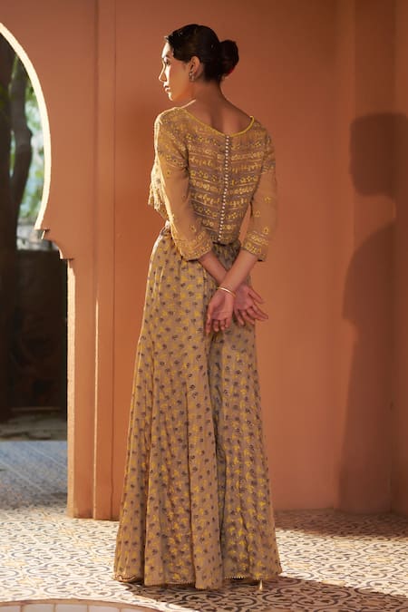 Sonia Khatri Embroidered Jacket Floral Print Sharara Set 