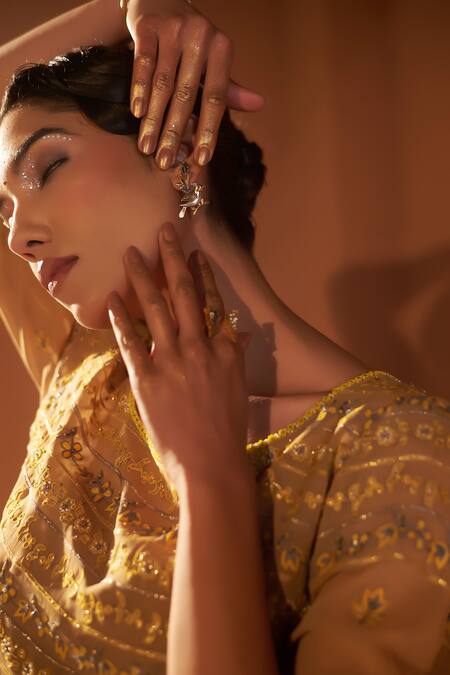 Sonia Khatri_Beige Crepe, Georgette Embroidery Boat Neck Jacket Floral Print Sharara Set _at_Aza_Fashions