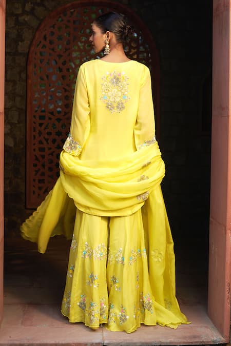 Sonia Khatri Flower Sequin Work Kurta Sharara Set 