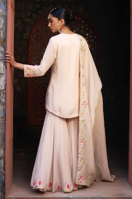 Sonia Khatri Geometric Embroidered Yoke Kurta Sharara Set 