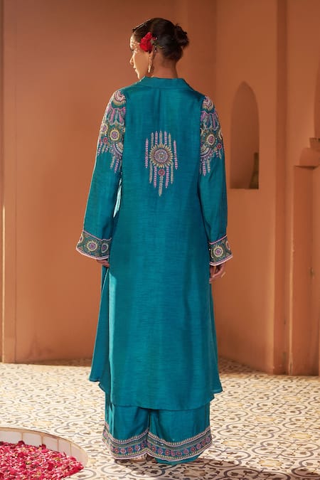 Sonia Khatri Alpana Asymmetric Embroidered Kurta With Palazzo 
