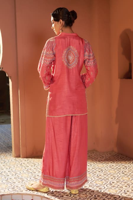 Sonia Khatri Placement Dori Embroidered Shirt Tunic With Palazzo 