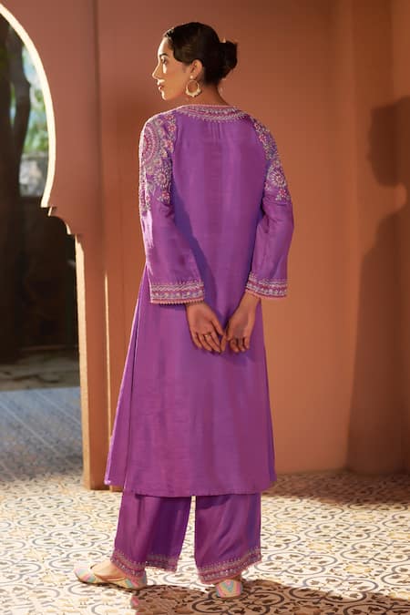 Sonia Khatri Pankhudi Floral Embroidered Kurta With Palazzo 