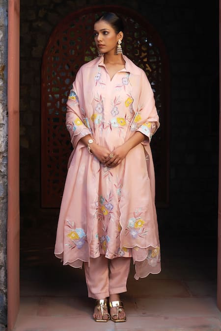 Sonia Khatri Floral Zari Work Kurta Pant Set 