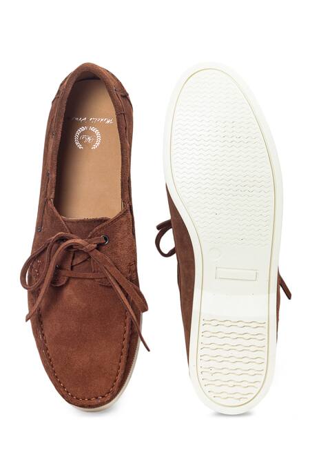 Buy Domani Brown Lucia Boat Leather And Suede Shoes Online at Aza Fashions Buy_Domani_Brown Lucia Boat Leather And Suede Shoes _Online_at_Aza_Fashions