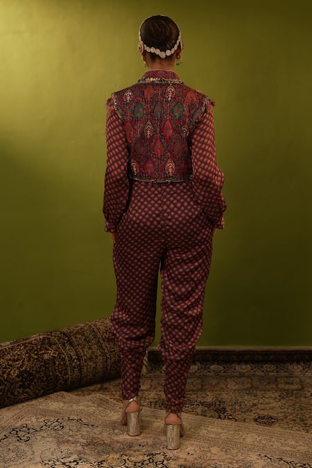 Aditi Gupta Zardozi Embroidered Jumpsuit With Belt 