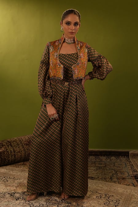 Aditi Gupta Floral Pattern Jumpsuit With Jamavar Jacket 