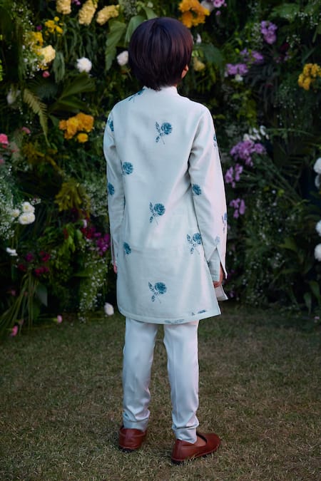 Shyam Narayan Prasad Floral Print Chanderi Kurta Set 