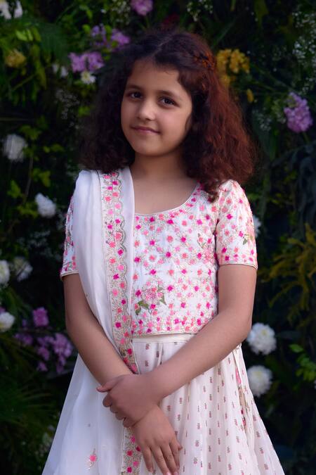 Shyam Narayan Prasad Ivory Modal Embroidery Gota Floweret Print Lehenga Set Online at Aza Fashions Shyam Narayan Prasad_Ivory Modal Embroidery Gota Floweret Print Lehenga Set _Online_at_Aza_Fashions