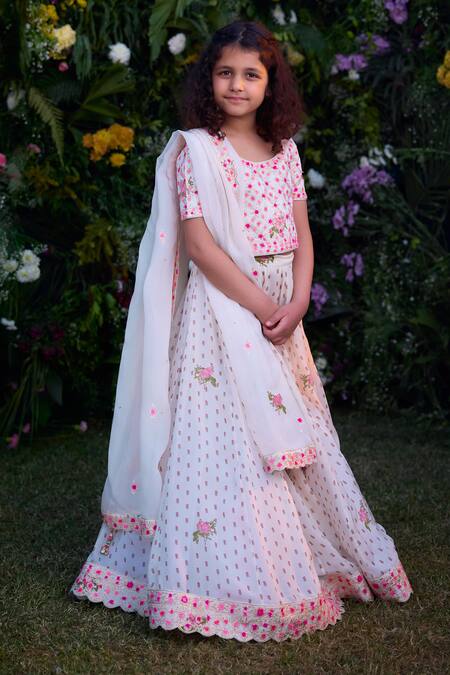 Shyam Narayan Prasad Ivory Modal Embroidery Gota Floweret Print Lehenga Set at Aza Fashions Shyam Narayan Prasad_Ivory Modal Embroidery Gota Floweret Print Lehenga Set _at_Aza_Fashions