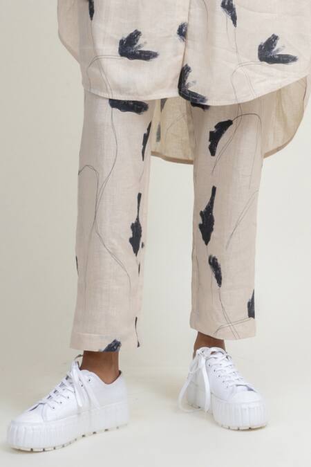 Buy Doodlage Cream Cotton, Linen Round Neck Floral Print Tunic And Pant Set Online at Aza Fashions Buy_Doodlage_Cream Cotton, Linen Round Neck Floral Print Tunic And Pant Set _Online_at_Aza_Fashions