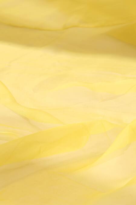 Buy_Weaver Story_Yellow Organza Satin Border Plain Saree _Online_at_Aza_Fashions