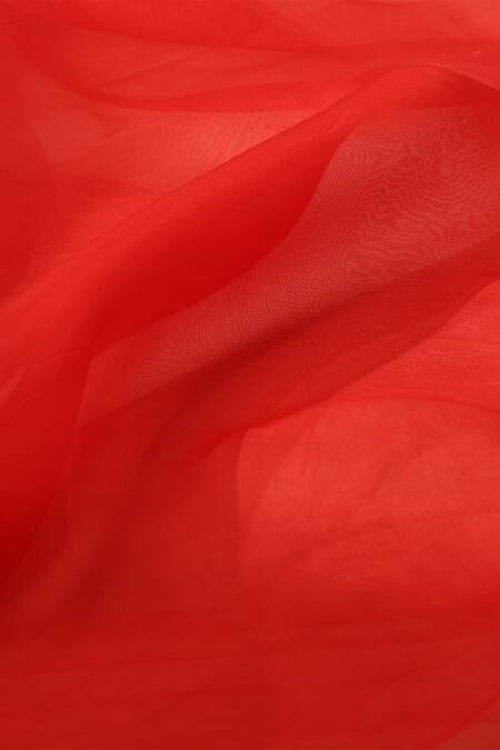 Buy_Weaver Story_Red Organza Pure Saree _Online_at_Aza_Fashions