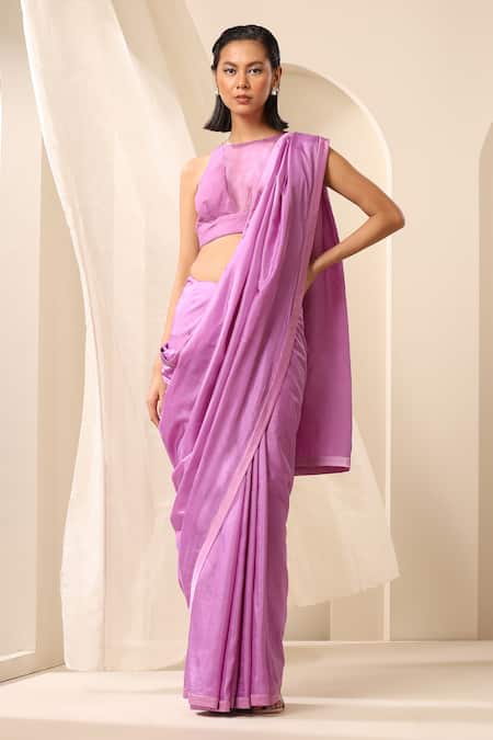 Weaver Story Purple Silk Plain Pure Handcrafted Saree 