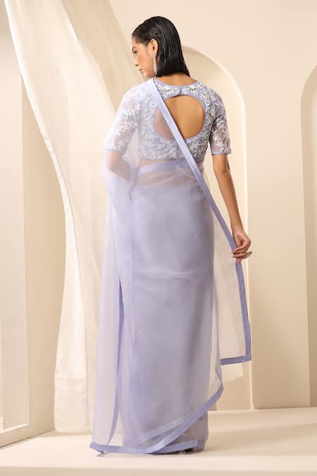 Shop_Weaver Story_Purple Organza Veri Saree _at_Aza_Fashions