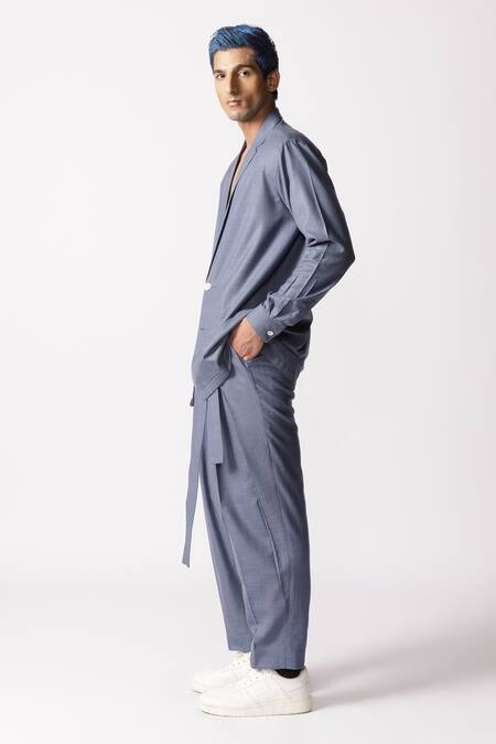 Shop Line Out Line Grey Cotton Solid Straight Pant at Aza Fashions Shop_Line Out Line_Grey Cotton Solid Straight Pant_at_Aza_Fashions