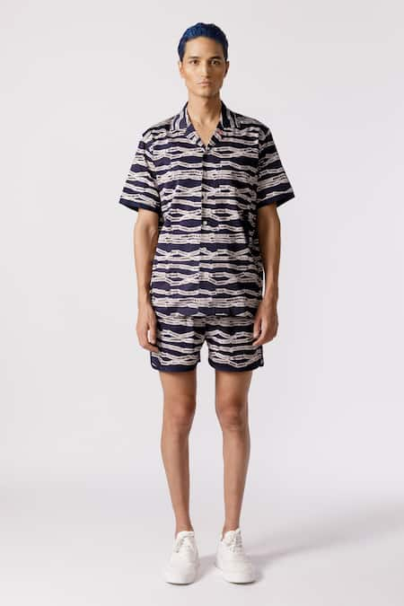 Line out line Scratchy Print Shirt 