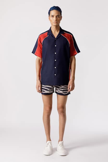 Line out line Cotton Raglan Sleeve Solid Shirt 