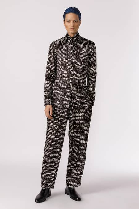 Line out line Polka Dot Print Shirt 