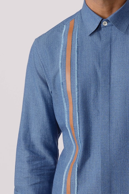 Shop Line Out Line Blue Hemp Solid Full Sleeve Shirt Online at Aza Fashions Shop_Line Out Line_Blue Hemp Solid Full Sleeve Shirt _Online_at_Aza_Fashions