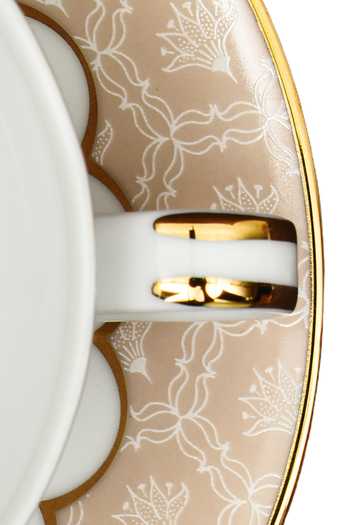Ichkan_Peach Porcelain Geometric, Paisley Legacy Tea Cup And Saucer Set_Online_at_Aza_Fashions